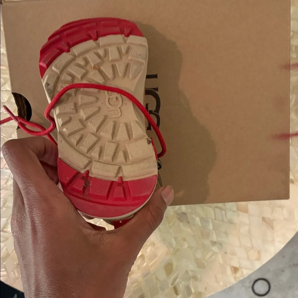 UGG Kids Brown Boots with Red Laces size 8 Toddler
